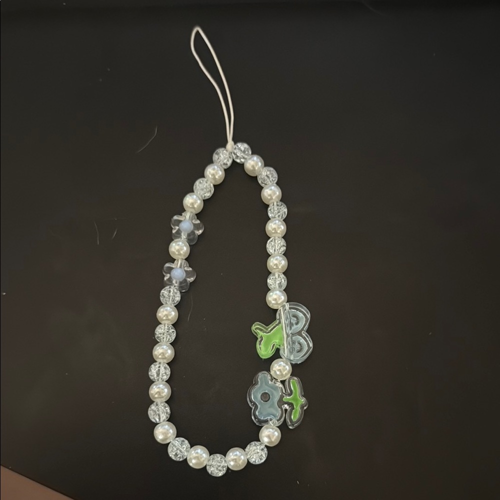 Pearl and Floral Beaded phone charm